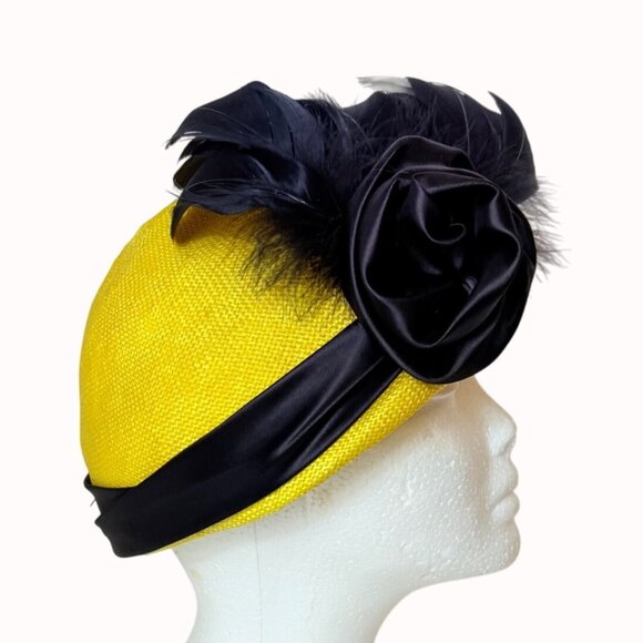 Mr Charles Yellow Feather Hat Fascinator VTG Retro Church Tea Party 50s Style main image 13